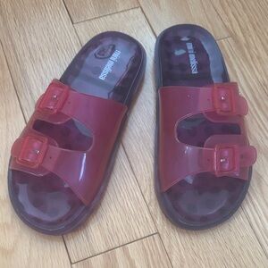 Mini Melissa Cherry Double Buckle Slides